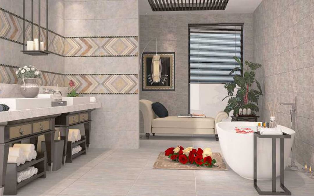 کاشی پرسلان دکور1 آرامیس طوسی 30*90 کاشی نوین سرام