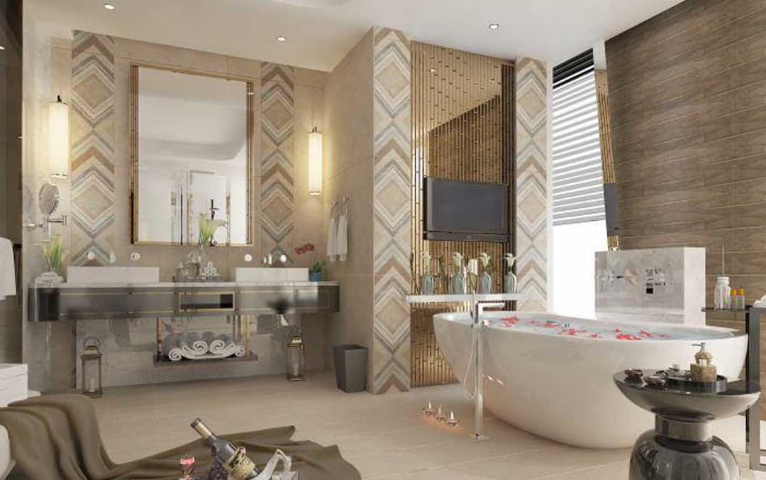 کاشی پرسلان دکور1 آرامیس کرم 30*90 کاشی نوین سرام