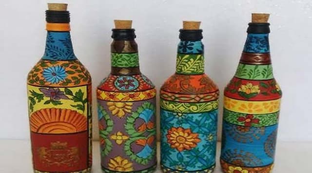 تزئین بطری شیشه ای با کاشی شکسته