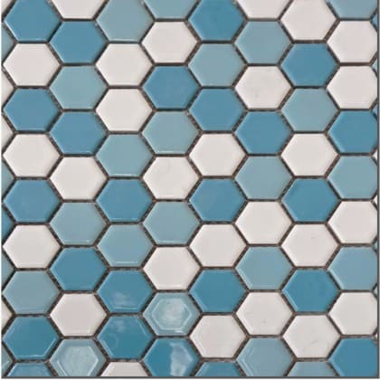سرامیک پرسلان استخری شش ضلعی میکس سه رنگ آبی 30*30 برند ایرمان