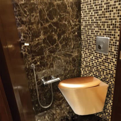 توالت فرنگی وال هنگ شهر آذین گلچین مدل استیل طلایی