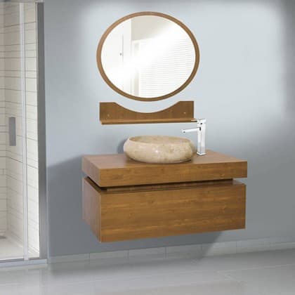 آینه و کابینت روشویی دار پرشین کابین مدل آردی ال چوب صفحه دار