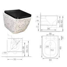 توالت فرنگی وال هنگ انزو مدل کوبو سفید هندسی