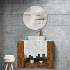 آینه و کابین روشویی دار سنگی مرالو مدل رادیس