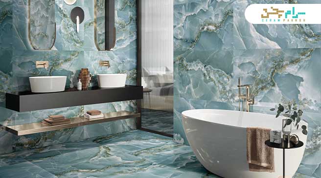 رنگ آبی سرامیک مناسب فضای حمام