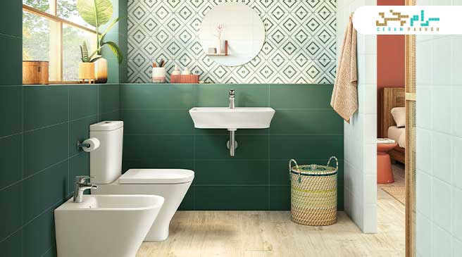 رنگ سبز کاشی برای حمام و دستشویی