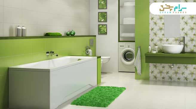 کاشی رنگ سبز مناسب حمام